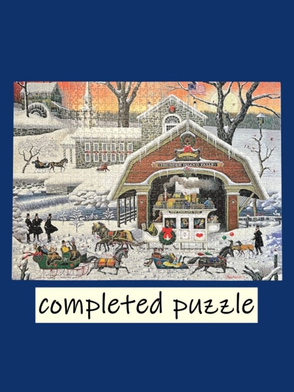 Charles Wysocki Christmas Puzzle 1000 PC Twas Twilight Before + Poster COMPLETE!